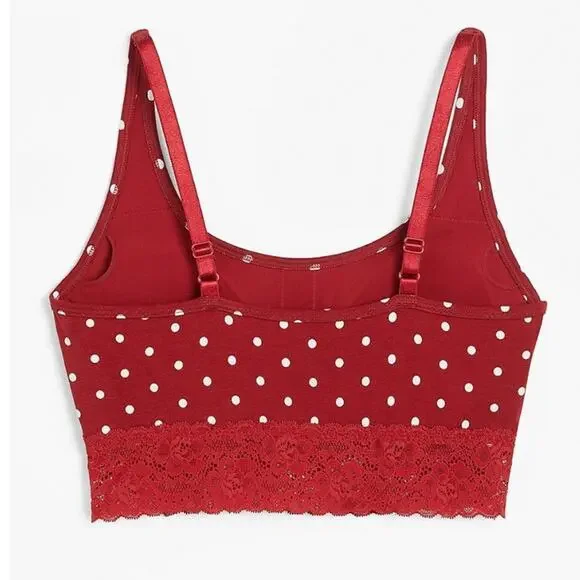 Simply Comfy Red White Polka Dot Cotton Bralette Size small - Picture 3 of 3